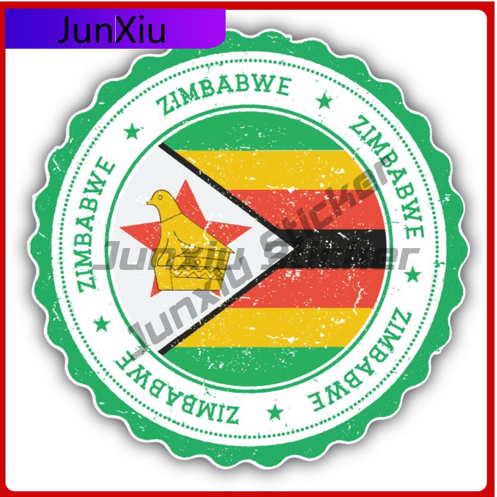 Car Accessories Zimbabwe - Zimbabwe Grunge World Flag Stamp Car